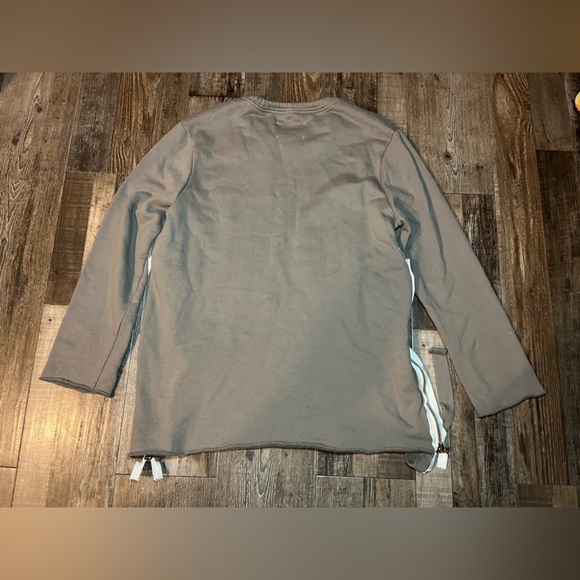 ih nom uh nit Army Green Crew Neck Sweatshirt Terry Lined Side Zip Size Large - Picture 6 of 6